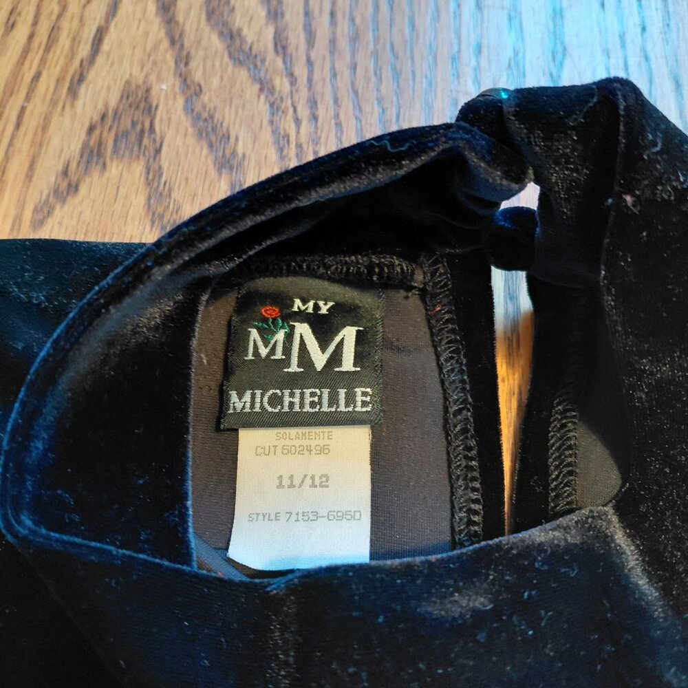 Vintage Y2K My Michelle Black Velvet Collared Mini Dress 90s Preppy Goth Size 11 - Picture 2 of 4